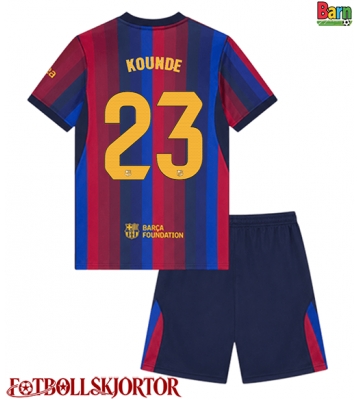 Barcelona Jules Kounde #23 Hemmakläder Barn 2026-27 Kortärmad (+ Korta byxor)